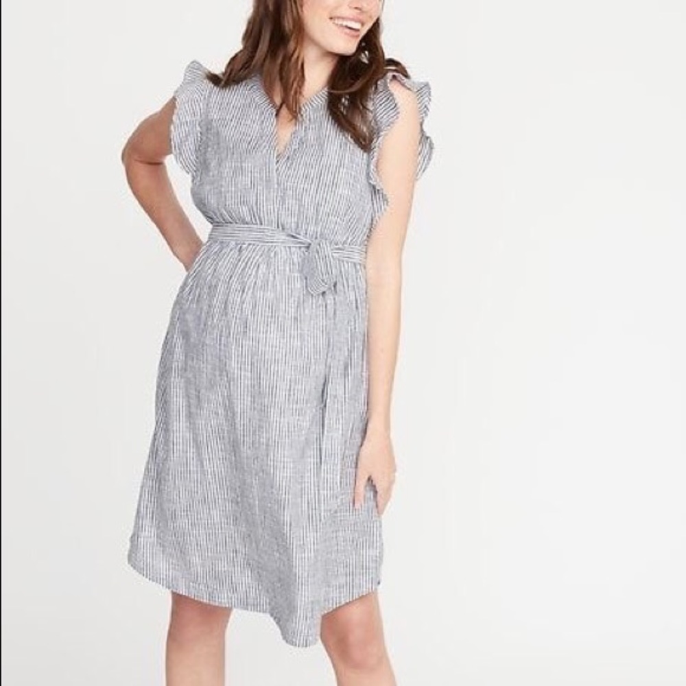 Old navy sleeveless striped tie belt dress size M